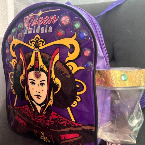 Vintage Star Wars Queen Amidala Purple Vinyl Mini Backpack - Picture 3 of 6